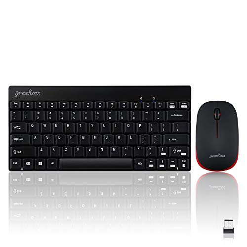 Perixx Periduo-712 Mini pack clavier et souris sans fil noir et rouge Inglés (US QWERTY) - Negro