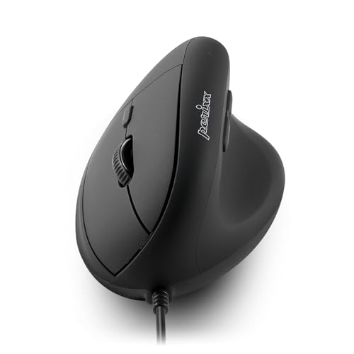 Perixx PERIMICE 508 Souris Verticale Filaire USB, 5 Boutons Programmables , 1000 1600 DPI, Design pour Droitier