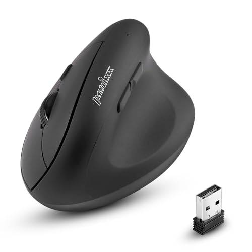 Perixx PERIMICE-608 Souris Verticale sans Câble, 5 Boutons Programmables, DPI réglable, Design pour Droitier