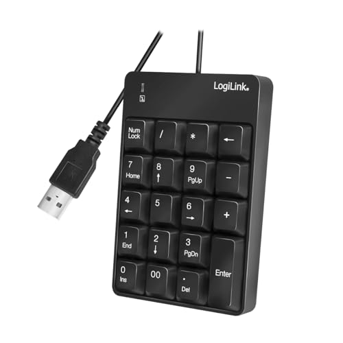 LogiLink ID0184 Clavier numérique supplémentaire avec Port USB et indicateur d'activité LED Noir