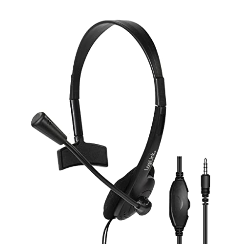 LogiLink HS0054 Casque Mono avec 1 fiche 3,5 mm et 1 Microphone