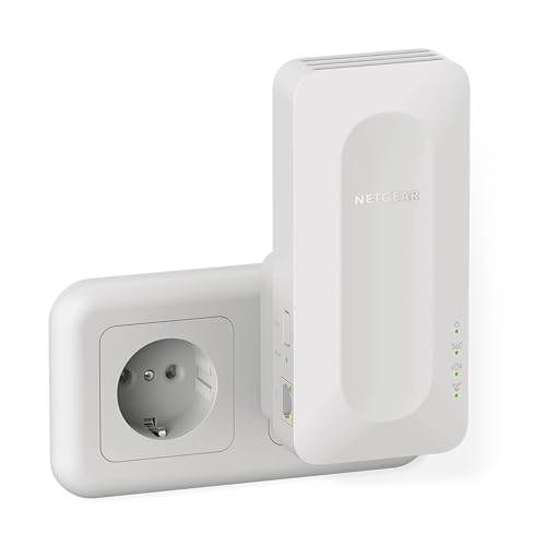 NETGEAR Répéteur WiFi 6 Mesh (EAX12), Amplificateur AX1600, Puissant couvre jusqu'à 80 m², 1.6 Gbps, Extender compatible toutes Box, Booster, garde le même nom de réseau actuel, installation facile