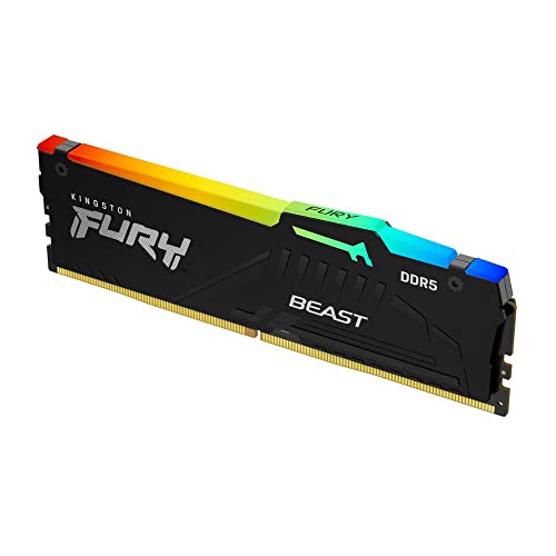 Kingston FURY Beast Noir RGB 128Go (4x32Go) 5600MT s DDR5 CL40 DIMM Mémoire pour PC de Gamer Kit de 4 Intel XMP - KF556C40BBAK4-128