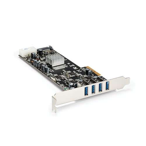 StarTech.com Carte PCIe USB 3.0 à 4 Ports avec 4 Canaux 5Gbps Dédiés (USB 3.2 Gen 1) - UASP - Alimentation SATA LP4 - Carte Adaptateur PCI Express (PEXUSB3S44V)