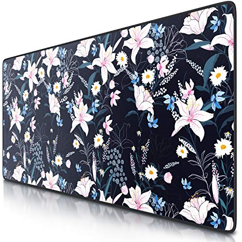 CSL-Computer CSL Tapis de Souris Gaming XXL 900 x 400 mm - avec Motif sous-Main Table Grande Taille Améliore la précision et Vitesse Convient également pour Clavier Roccat Razer Logitech Flowers