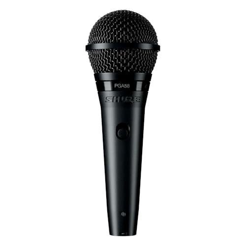 Shure PGA58-LC Microphone dynamique, microphone portatif pour voix avec directivité cardioïde, interrupteur marche arrêt discret, adaptateur de support et pochette zippée, sans câble