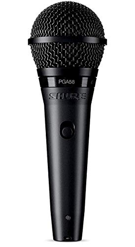 Shure PGA58 Microphone Dynamique - Mic de Poche pour Voix avec Motif de Ramassage Cardioïde, Interrupteur On Off Distes