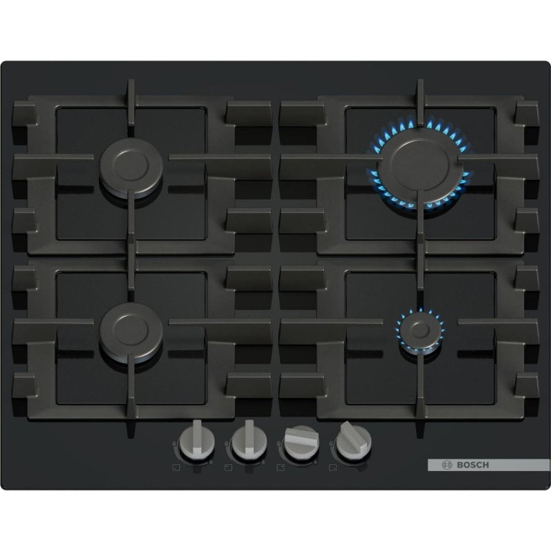 Bosch Table de cuisson gaz Bosch PNP6B6K40 Série 4 Verre trempé 60cm Black intégrable
