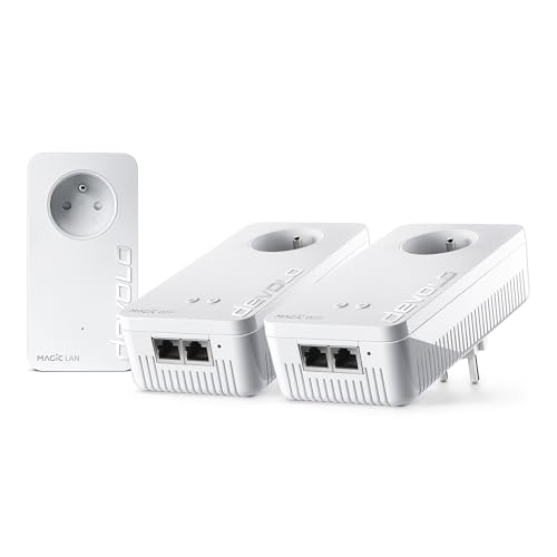 devolo Magic 2 WiFi 6 Next Kit Multiroom, adaptateurs CPL WiFi, jusqu'à 3.000 Mbits s Via WiFi 6, 2X Port Ethernet Gigabit, Prise integrée, Blanc