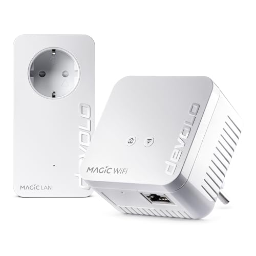devolo Magic 1 WiFi mini Kit de démarrage Powerline compact pour une connexion Wi-Fi fiable via une ligne électrique à travers les murs et les plafonds, maillage, technologie G.hn, Wi-Fi invité