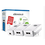 devolo Magic 2 WiFi 5 (ac) Multiroom Kit 3x Adaptateurs CPL WiFi, Prise Gigogne (2400 Mbits, 5x Ports Gigabit Ethernet) idéal télétravail et streaming, prise française