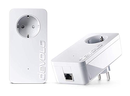 devolo dLAN 1200 Kit de démarrage Powerline (1200 Mbit s Internet Via la Prise, 1 Port LAN, 1 Adaptateur Powerlan, Prise intégrée, Adaptateur réseau PLC) Blanc