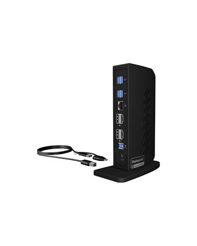 ICY BOX Station d'accueil USB-C (11-en-1) avec 2x HDMI 2x DP, Docking Station USB-C pour Ordinateur Portable (Gigabit Ethernet, 6 Ports USB 3.0), DisplayLink, IB-DK2252AC
