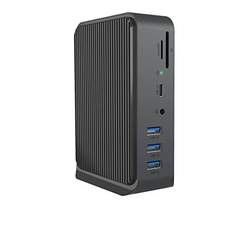 ICY BOX Station d'accueil USB-C (13-en-1) avec 2x HDMI, Docking Station USB-C pour Ordinateur Portable (Gigabit Ethernet, 7 Ports USB 3.0), DisplayLink, IB-DK2261AC