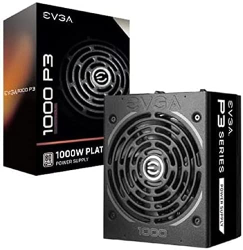 EVGA Supernova 1000 P3, 80 Plus Platinum 1000 W, Fully Modular, Eco Mode with FDB, 10 Year Warranty, Includes Power on, Compact 180 mm, Power Supply 220-P3-1000-X2 (EU) Noir