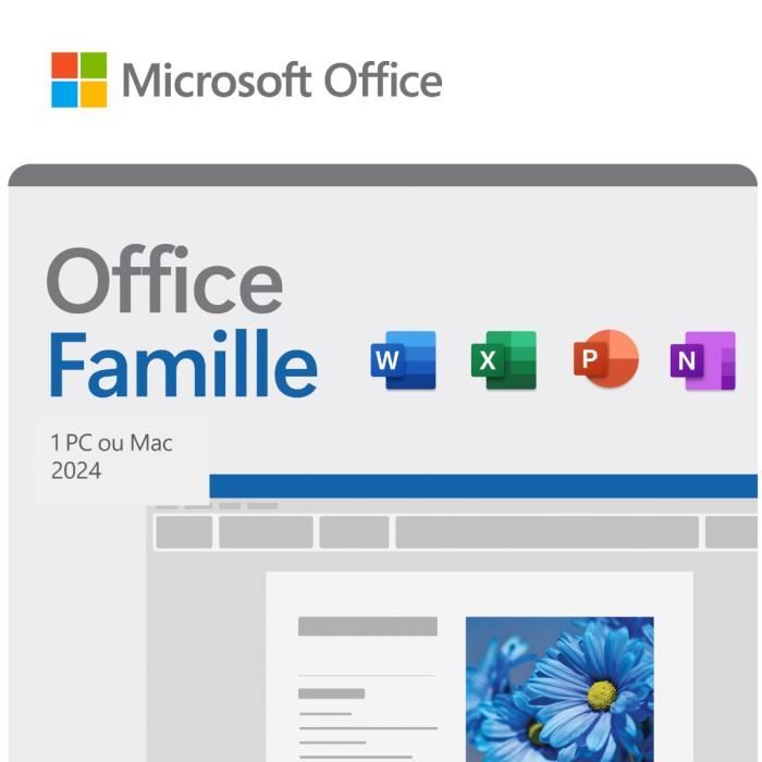 Microsoft Office Famille 2024 - Achat definitif • Code dactivation pour 1 PC ou Mac