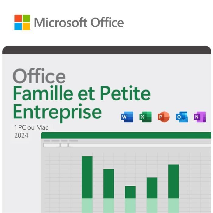Microsoft Office Famille Petite Entreprise 2024 - Achat definitif • Code dactivation pour 1 PC ou Mac
