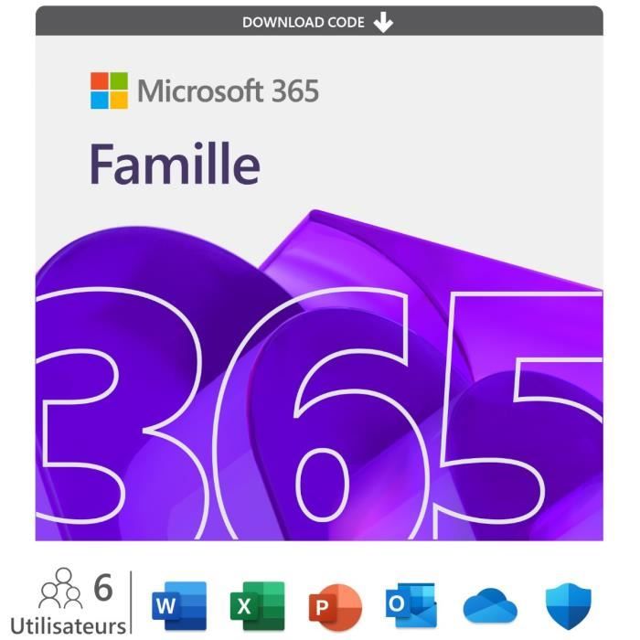 Microsoft 365 Famille pour 6 utilisateurs - Abonnement de 1 an • Code dactivation pour PC Mac Android iOS
