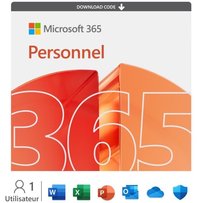 Microsoft 365 Personnel pour 1 utilisateur - Abonnement de 1 an • Code dactivation pour PC Mac Android iOS