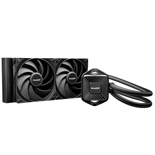 be quiet! Pure Loop 3 Système de refroidissement à eau tout-en-un 240 mm pour systèmes AMD Intel légèrement surcadencés, 2 ventilateurs Pure Wings 3 120 mm PWM haute vitesse, haute pression statique