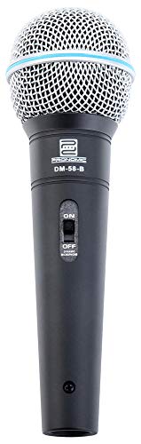 Pronomic DM-58-B Microphone Vocal Dynamique avec Interrupteur (pour Voix, Chant et Instruments, Directivité Supercardioïde, Réponse en Fréquence 70-16 000 Hz, INCL. Étui, Pince, Adaptateur)