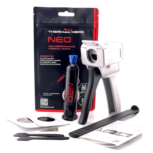 THERMAL HERO Neo Pâte Thermique pour Applications de Base Compatible avec Tous Les processeurs AMD et Intel Xbox PS4 PS5 Chiffon de Nettoyage et Pistolet à pâte 50 g