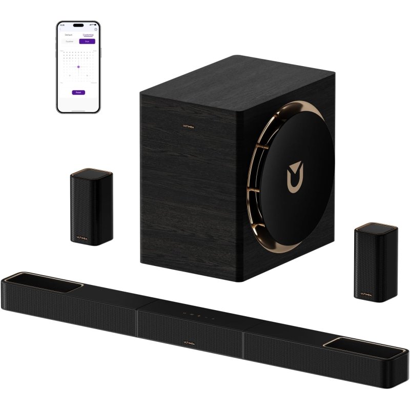 ultimea Barra de Sonido Ultimea U442A Skywave X70 7.1.4 980W Bluetooth HDMI eARC Dolby Atmos Noire