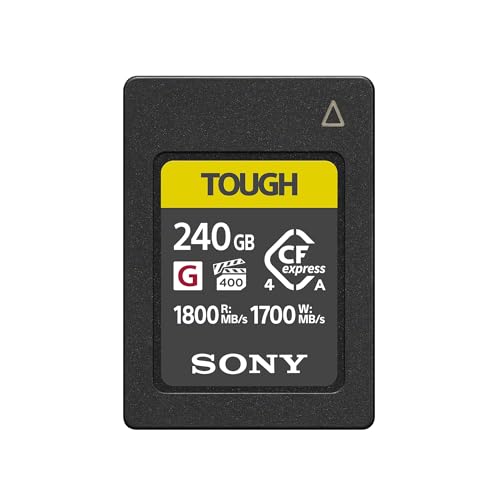 Sony CFexpress Type A 240 Go Tough (CEAG240T) – VPG400 High Speed G Series, 1 800 Mo s en Lecture, 1 700 Mo s, IP57 – Parfaite vidéo 4K 8K la Photographie à Grande Vitesse