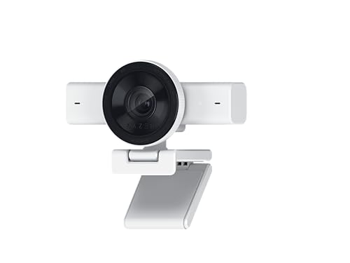 Razer Kiyo V2 X - Webcam Full HD 1080p, 60 FPS pour Les créateurs - Autofocus Rapide - Objectif Grand Angle - Micro intégré - Compatible avec Open Broadcaster Software et Xsplit | Blanc