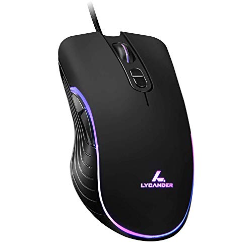 LYCANDER Souris optique filaire USB avec dpi réglable jusqu'à 6400 7 boutons LED cble 1,5 M