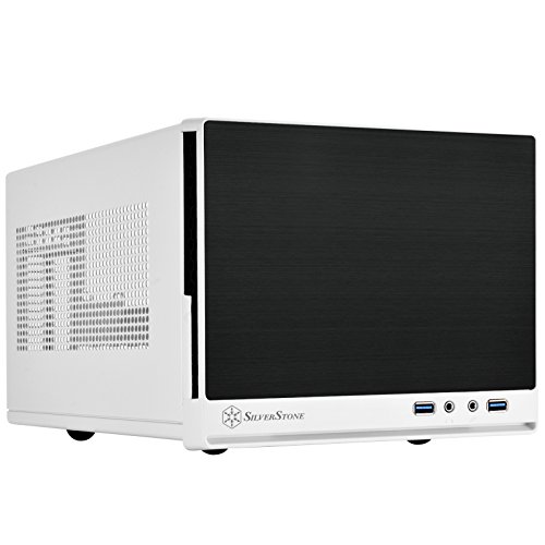 SilverStone SST-SG13WB-Q - Sugo Boîtier PC cube compact Mini-ITX, Panneau frontal en plastique avec un fini en faux aluminium, noir et blanc