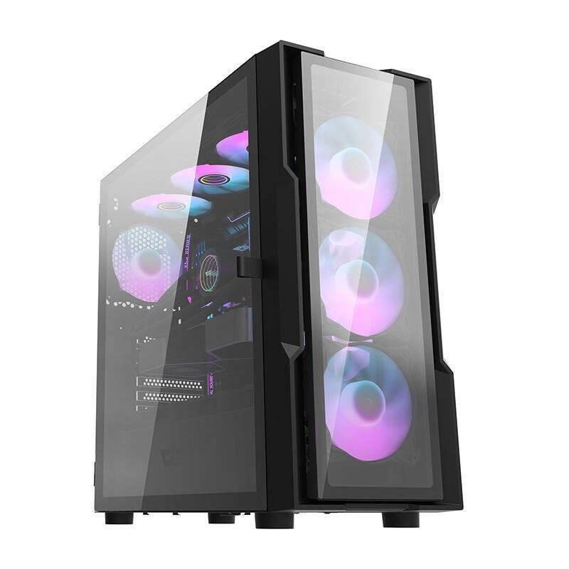 darkflash Boîtier PC Darkflash DK431 Verre Trempé Black 4 Ventilateurs RGB