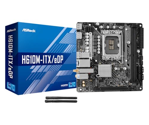 ASRock H610M ITX eDP, Intel H610, 1700, Mini ITX, 2 DDR4, HDMI, DP, eDP, Wi-FI, PCIe4, 1x M.2