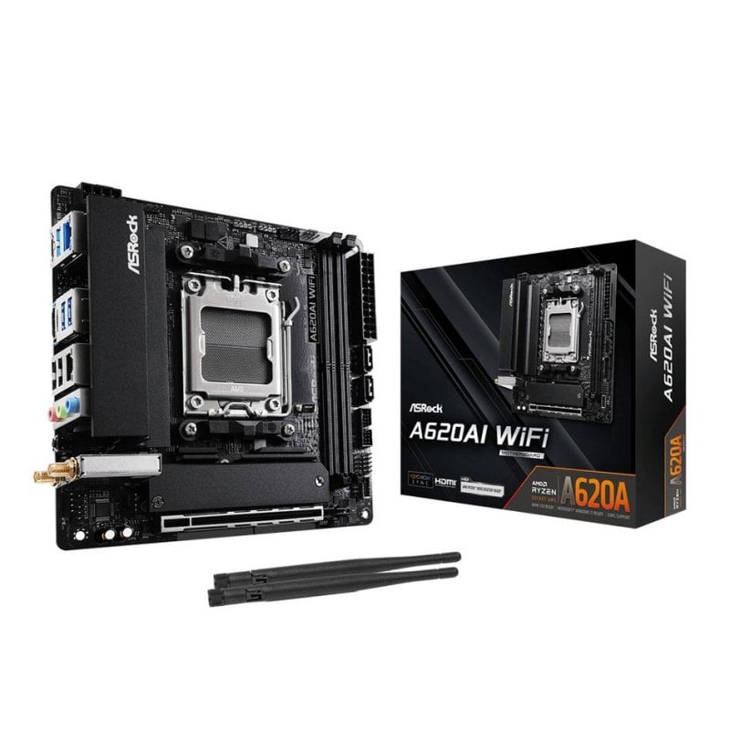 ASRock Carte mère Asrock A620AI WiFi AMD A620A Socket AM5 DDR5 Mini ITX WiFi 6E 2.5GbE RGB