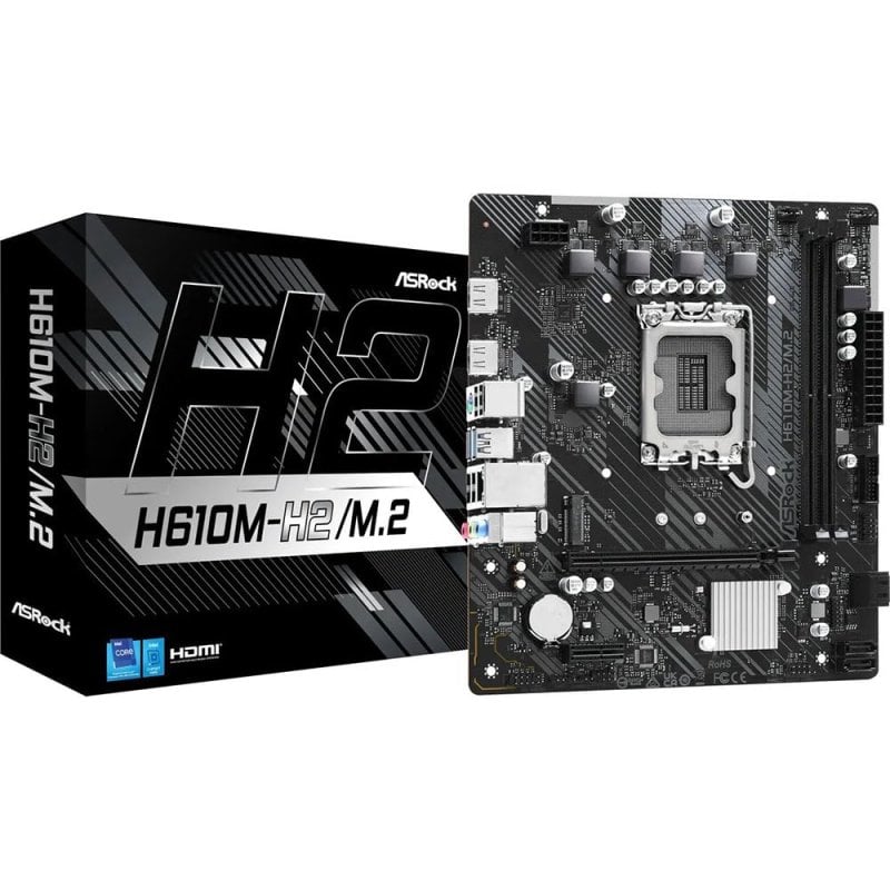 ASRock Carte mère Asrock H610 Intel H610 LGA 1700 Micro ATX H610M-H2 M.2 DDR4 M.2 PCIe