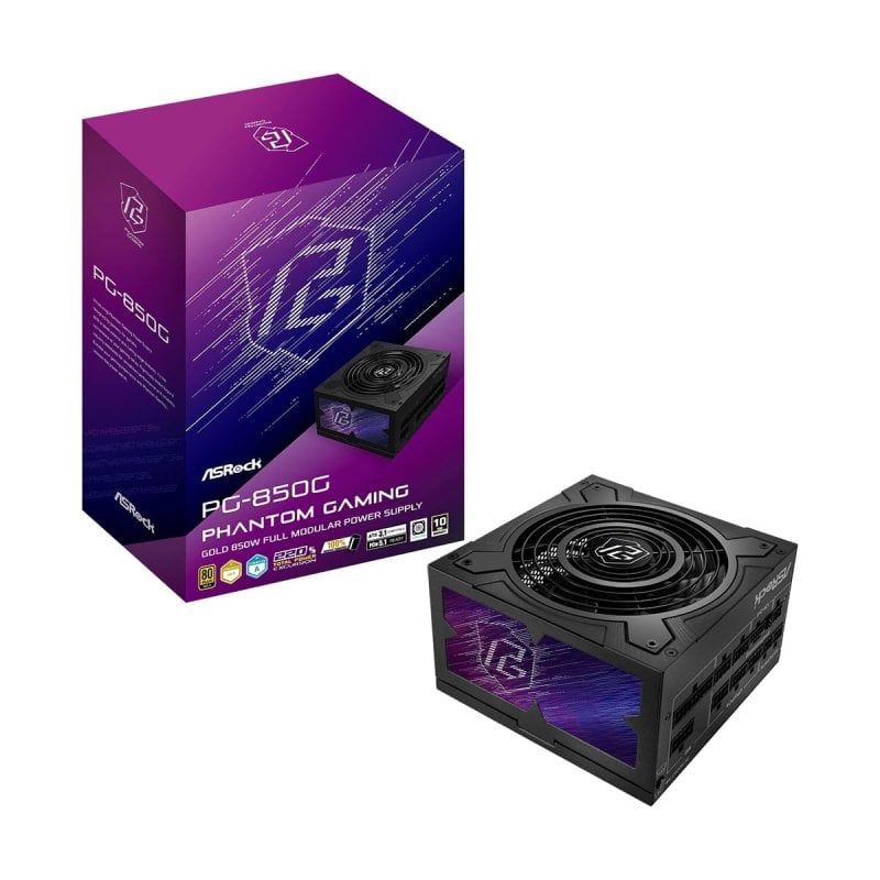 ASRock Bloc d'alimentation Asrock 850 W, certification 80 Gold, Phantom Gaming PG-850G, options modulaires