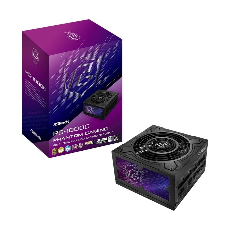 ASRock Alimentation modulaire multi-rails Asrock 1000 W 80 Gold Phantom Gaming, garantie 5 ans