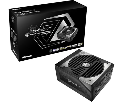 Source d'alimentation ASROCK TC-1300T, PSU, 1300 W, 80 Plus Titane, 135 mm, modulaire, PCI-E 5.1 (12 4pin) x2, PCI-E (6 2 Broches) x8, SATA (5 Broches) x9