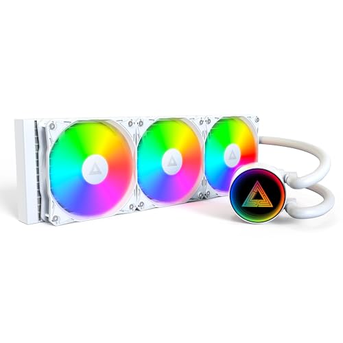 MONTECH LightFlow ARGB 360 Refroidisseur liquide pour processeur, AIO 360 mm avec design miroir infini, pompe 3100 tr min, ventilateurs ARGB 3 x 120 mm, support Intel et AMD (blanc)