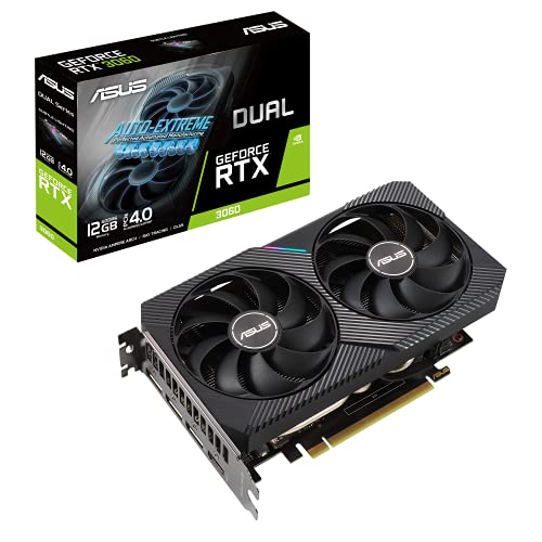 ASUS Dual NVIDIA GeForce RTX 3060 V2 12GB GDDR6 – Carte Graphique Gaming (PCIe 4.0, 12GB GDDR6, HDMI 2.1, DisplayPort 1.4a, 2-Slot, Ventilateurs axiaux, 0dB Technologie) Noir