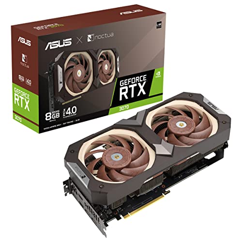ASUS NVIDIA GeForce RTX 3070 NOCTUA Edition – Carte graphique (8GB GDDR6, PCIe 4.0, HDMI 2.1, DisplayPort 1.4a, 2 x ventilateurs Noctua NF-A12x25 PWM, dissipateur thermique sur-mesure, GPU Tweak II)