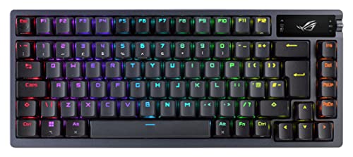 ASUS ROG Azoth Clavier de Jeu personnalisé 75 sans Fil, écran OLED, Montage sur Joint, Amortissement à Trois Couches, commutateurs et stabilisateurs de Clavier ROG NX Red remplaçables à Chaud