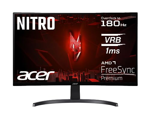 acer Nitro ED270R S3 bmiipx, Écran PC Gaming Incurvé 27 FullHD, 180Hz (Curve 1500R, 1920x1080, 16 9, Freesync, 1ms (VRB), 250Nits, Confyview, 2xHDMI 2.0 1xDP 1.2) Moniteur PC Curve, Couleur Noir
