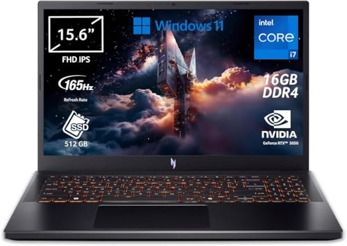 acer Nitro V 15 I PC Portable Gaming 15.6 FHD 165Hz I Intel Core i7-13620H 13è gén. I NVIDIA GeForce RTX 5050 I 16Go RAM I 512Go SSD I Windows 11 Home I Noir I Clavier FR AZERTY I ANV15-52-76H1