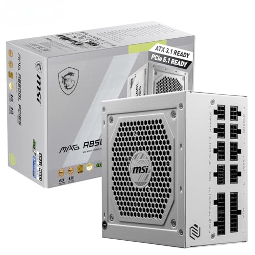 MSI Bloc d'alimentation entièrement modulaire ATX 850 W – MAG A850GL PCIE5 BLANC – (PFC 80 PLUS Gold)