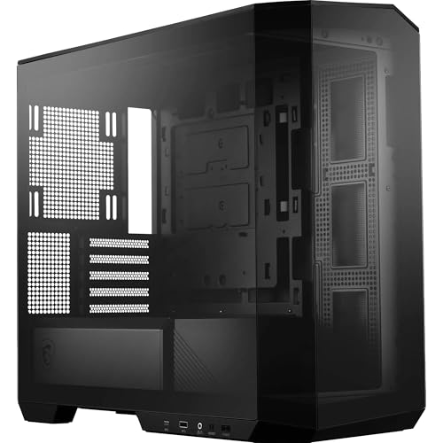 MSI MAG PANO M100L PZ Boîtier PC Micro-ATX, Support pour Carte Graphique, Niveau à Bulle, filtres à poussière, Espace de 33mm pour Le Passage des câbles, USB Type-C (20 GB s), livré sans Ventilateur