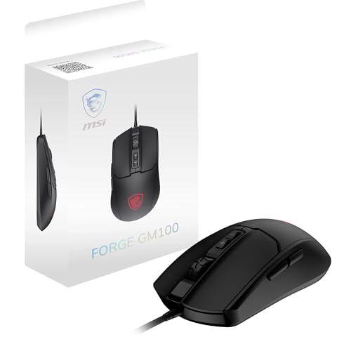 MSI Forge GM100 Souris Gaming- Capteur Optique 6400 DPI, Symétrique, switches d'une durée de Vie de 10M clics, 7 Boutons, Latence de 8 ms, LED RGB, 108 g - Filaire