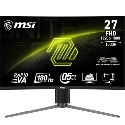 Ecran PC Gamer incurve MSI 27 FHD 180Hz Dalle Rapid VA 1ms Ajustable en hauteur MAG27C6PF
