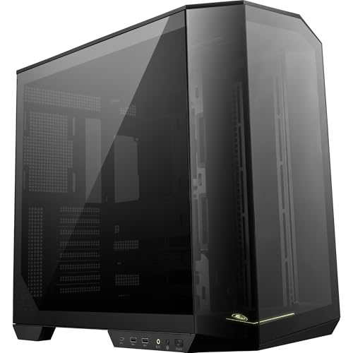 MSI MAG PANO 100L PZ Boîtier PC ATX - Compatible Carte Graphique Verticale, Support de GPU, filtres à poussière, Cage de Stockage pivotante, Double Compartiment, USB-C 20 GB s, sans Ventilateur