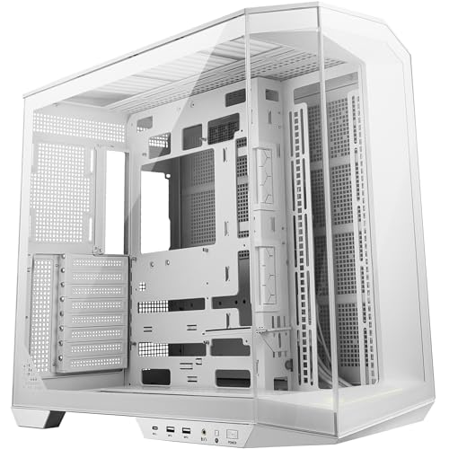 MSI MAG PANO 100L PZ White Boîtier PC ATX - Compatible Carte Graphique Verticale, Support de GPU, filtres à poussière, Cage de Stockage pivotante, Double Compartiment, USB-C 20 GB s, sans Ventilateur
